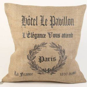 Vintage French Grain Sack Burlap Pillow Cover